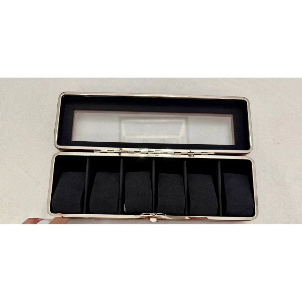 Woodburry 6-Piece Watch Case Brown Faux Leather Display Box Organizer NEW in BOX